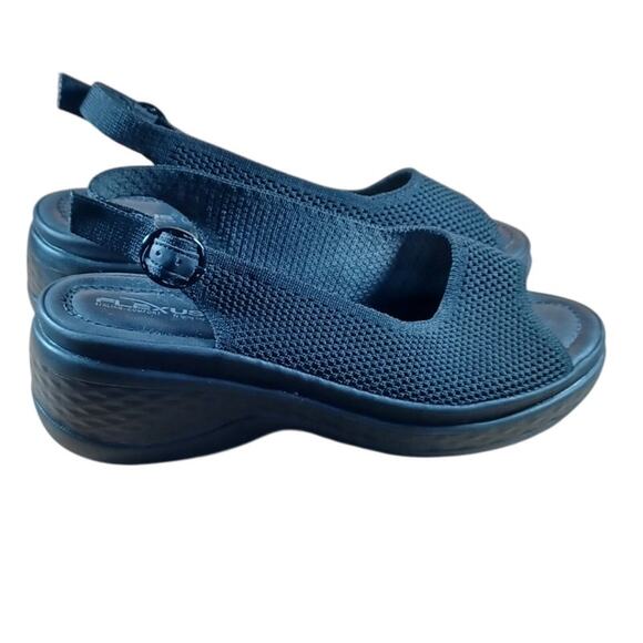 Flexus by Spring Step Shoes - Flexus by Spring Step Mayberry Black Knit Wedge Sandals Women’s Size 38 / 7.5-8